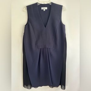 Carven navy blue dress accordion black sheer size 36 / 4